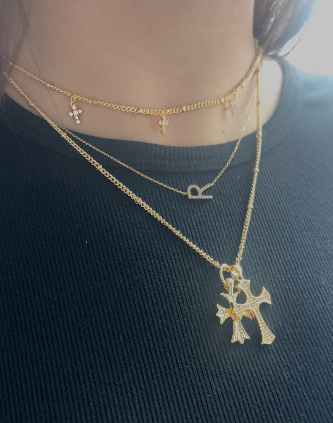 Triple Cross Necklace